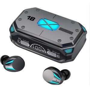 True Wireless Bluetooth 5.3 Earbuds, IP7 Waterproof Sport Headset with LED Case